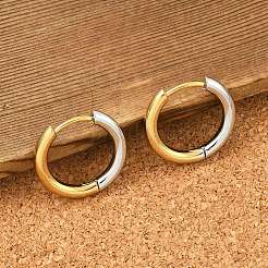201 orecchini a cerchio bicolore in acciaio inossidabile&nbsp;EJEW-Q002-01G-03
