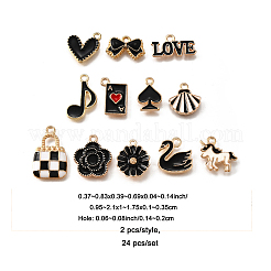 24шт 12 стиля подвески из сплава с эмалью&nbsp;ENAM-FP0002-32