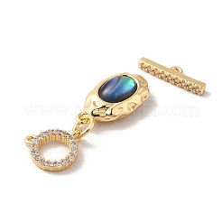 Fermagli a levetta in vero ottone placcato oro 18k con micro pavé di zirconi cubici trasparenti&nbsp;KK-M243-10G-01