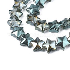 メッキガラスビーズ連売り  パール光沢メッキ  スター  士官候補生ブルー  11.5~12.5x13x7mm  穴：1mm  約55~56個/連  23.62インチ〜25.20インチ（60~64cm）&nbsp;EGLA-S188-18-A02