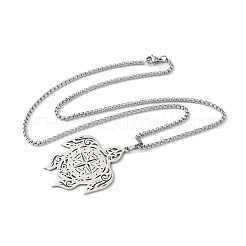 201 кулон из нержавеющей стали с полым сечением в виде компаса и черепахи&nbsp;NJEW-H065-04P