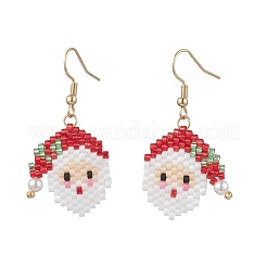 Серьги-подвески из нержавеющей стали 304 со стеклянной рождественской тематикой EJEW-MZ00527-01