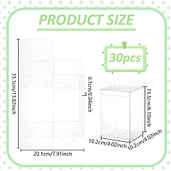 透明プラスチックPVCボックスギフト包装30個  防水折りたたみボックス  長方形  透明  10.2x10.2x15.5cm  展開：35.1x20.1x0.1cm&nbsp;CON-BC0007-54