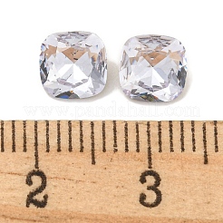ガラスラインストーンカボション  尖ったバック＆バックメッキ  多面カット  正方形  アレキサンドライト  6x6x3.5mm&nbsp;RGLA-L029-14A-283