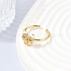 Латунные микропаве кубические цирконии манжеты открытые кольца для женщин&nbsp;RJEW-B160-08G-02