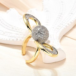 Латунные кольца-манжеты с микропаве и прозрачным цирконием для женщин RJEW-U051-01A-G