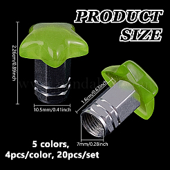 20 шт. 5-цветные колпачки для вентилей шин из смоляной звезды и алюминиевого сплава&nbsp;HJEW-NB00310