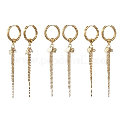 3 par de pendientes de aro de acero inoxidable 304 de 3 estilos para mujer&nbsp;EJEW-JE07102