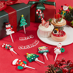 クリスマスプラスチックケーキトッパー24個、12つのスタイル  ケーキインサートカード  ケーキデコレーション用  混合図形  52~65mm  2個/スタイル&nbsp;AJEW-SC0003-53A