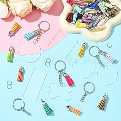 Наборы для самостоятельного изготовления акрилового брелока-подвески с кисточкой из искусственной замши&nbsp;DIY-CJ0002-68