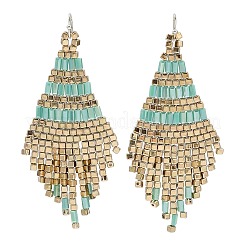 Orecchini con perline di semi boho e nappe a rombo&nbsp;EJEW-Z072-02B