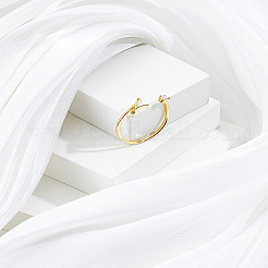 1pc lettre laiton strass ouvert manchette anneaux pour femmes&nbsp;AJEW-LP0004-47L-G