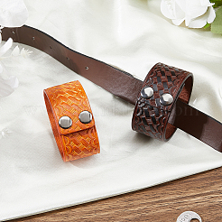 2 Stück 2 Farben Punk-Rindsleder-Schnurarmbänder&nbsp;BJEW-FH0001-15