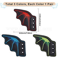 3 пара 3 цветов пряжки для обуви из искусственной кожи на Хэллоуин для аксессуаров для обуви своими руками&nbsp;AJEW-GF0011-81