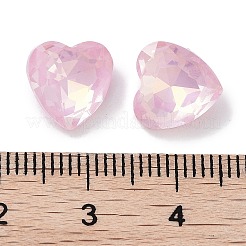 ガラスラインストーンカボション  ポイントバック＆バックメッキ  多面カット  ハート  ライトローズ  10x10x5mm&nbsp;RGLA-G020-04E-508AM