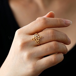 Матросский узел 304 нержавеющая сталь полое открытое манжетное кольцо для женщин RJEW-E073-03G