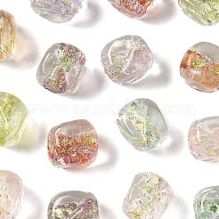 16 шт. 7-х цветные бусины ручной работы из фольги в технике лэмпворк FOIL-FS0001-03