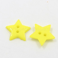 アクリル縫い付け用ボタン  プラスチックボタン  2穴  染め  スター  きいろ  19x3mm  穴：1.5mm&nbsp;BUTT-E070-A-10