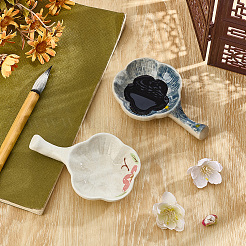 2 piatto per inchiostro in ceramica a forma di fiore&nbsp;AJEW-GF0013-65