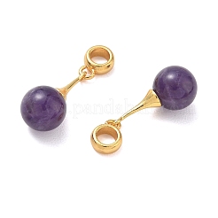 Europäische Anhänger aus natürlichem Amethyst und Messing&nbsp;GG-D002-15G-01