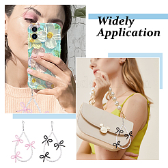 4 шт. 2-цветные пластиковые ремешки для мобильных телефонов с имитацией жемчуга&nbsp;AJEW-HS0001-24B