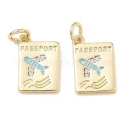 Micro pavé di zirconi chiari in ottone con charms smaltati&nbsp;CU-CBA01AA-14-G
