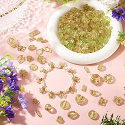 透明アクリルビーズ100g  混合図形  グリッターパウダーと金色の金属をあしらった  芝生の緑  10mm&nbsp;OACR-BT0001-07D