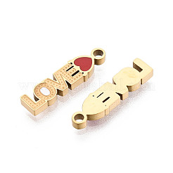 Подвески с надписью «Любовь» из нержавеющей стали 304 и эмали.&nbsp;STAS-T073-20G