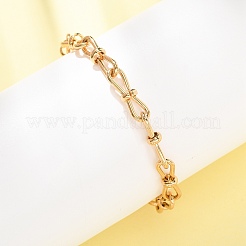 304ステンレススチール製蝶結びリンクチェーンブレスレット女性用  PVD真空メッキ  ゴールドカラー  6.89インチ（17.5cm）&nbsp;BJEW-F529-08G