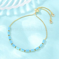 Bracelets coulissants rectangulaires en laiton sertis de micro-pavés de zircone cubique&nbsp;KK-A305-02G