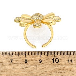 Латунные кольца-манжеты с микропаве и прозрачным цирконием для женщин RJEW-H248-02G