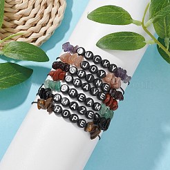 Браслеты из плетеных бусин из натуральных драгоценных камней BJEW-JB09608