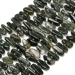 Нити бусин из натурального зеленого рутилированного кварца&nbsp;G-Z124-B02-01