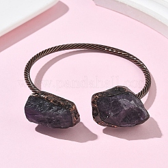 Браслеты-манжеты из натуральных аметистовых бусин&nbsp;BJEW-Q070-02R-02