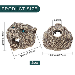 2 шт. европейские бусины из сплава в тибетском стиле TIBEB-BC0001-05AS