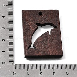ウッドペンダント  ココナッツブラウン  イルカのチャーム  39.5x29.5x5mm  穴：2.5mm&nbsp;WD-CBA27E8-01C