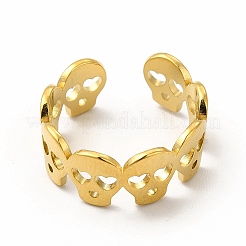 Anello polsino aperto con teschio in acciaio inossidabile 304 placcato ionica (ip) per donna&nbsp;RJEW-B027-31G