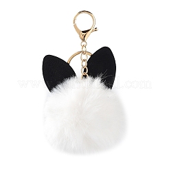 フェイクファーの猫のペンダント キーチェーン  かわいい子猫のゴールデン トーン合金キーホルダー飾り  小麦  15x8cm&nbsp;ANIM-PW0002-20A