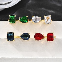 Anelli per polsini da donna in ottone con micro pavé di zirconi cubici&nbsp;RJEW-F181-08G