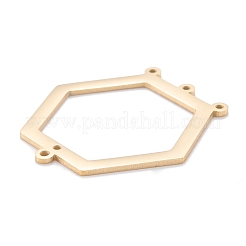 イオンプレーティング（IP）304ステンレス鋼シャンデリア部品リンク  艶出し  六角  ゴールドカラー  32x30x1mm  穴：1.4mmと1.2mm&nbsp;STAS-P245-41D-G