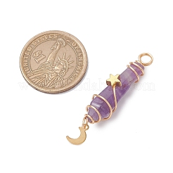 3 шт. 3 стиля натуральный аметист заостренный медный провод обернутый граненой пулей большой кулон&nbsp;PALLOY-JF03572-03