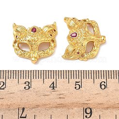 Подвески-коннекторы в виде маски лисы из латуни с микропаве из ярко-розового кубического циркония&nbsp;KK-H526-11G-01