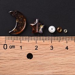 DIYジュエリー作りの発見キット  ガラス＆シードビーズ  ラウンド＆スター＆ムーン  コーヒー  2~16x2~12x3~7mm  穴：0.8~1.2mm&nbsp;X1-DIY-R082-08
