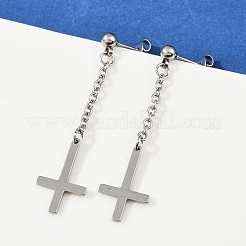 Перевернутый крест 201 серьги-гвоздики из нержавеющей стали EJEW-P314-01B-P