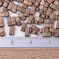 MIYUKIハーフティラビーズ  日本製シードビーズ  2の穴  （htl2006)マットメタリックダークブロンズ  5x2.3x1.9mm  穴：0.8mm  約2500個/100g&nbsp;SEED-J020-HTL2006