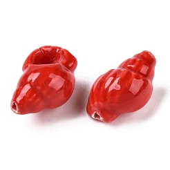 Нитка фарфоровых бусин ручной работы с принтом PORC-T133-01B