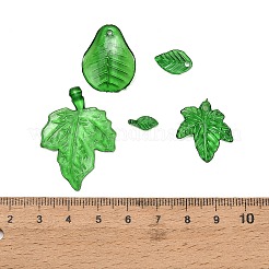 透明なアクリルパーツ  葉のチャーム  グリーン  10.5~41x5~26x2~5mm  穴：1.2~2mm  約1068個/500g&nbsp;AC-CBAE38D-01B