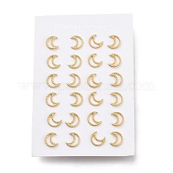 304ステンレススチール三日月スタッドピアス  耳ナッツ  ゴールドカラー  11x9.5x1.5mm  ピン：0.7mm&nbsp;X-EJEW-H100-06B-G
