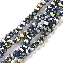 Граненые (32 грань) круглые нити стеклянных бусин с гальваническим покрытием&nbsp;EGLA-J130-FR15