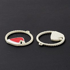 クリスマス テーマ スプレー塗装合金エナメル ペンダント  クリスマス帽子付きリング  ホワイト  25x22x2mm  穴：1.2mm&nbsp;FIND-E022-03